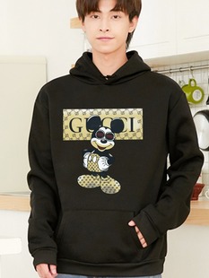 2023 European and American Men's Sweatshirt Hoodie Autumn and Winter Trendyy Loose Youth Simple Printed Jacket Top