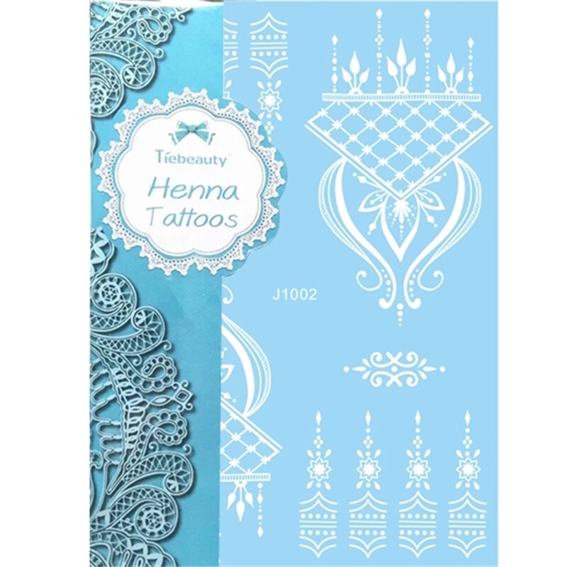 Cross-Border Spot Black and White Henna Lace Temporary Tattoo Stickers Waterproof Personalized European and American Bride Wedding Stickers Wholesale