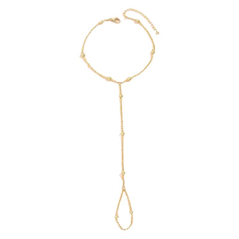 Elegant Bangle Bracelet With Copper Bead Chain And Inlays_voghion.com