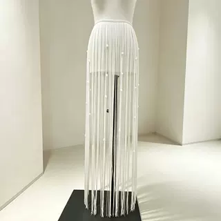 50/100cm水滴仿珍珠长流苏手工diy时尚服装辅料排须花边走秀款