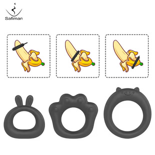 Cross-Border Foreign Trade New Product Silicone Semen Locking Ring Anti-Ejaculation Long-Lasting Couple Room Fun Penis Physical Delay Set Wholesale