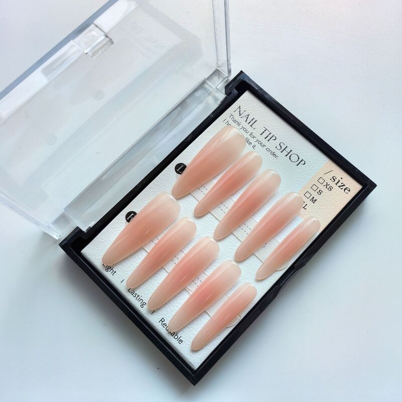Blush-Colored Nail Tips with Gradient and Smudged Effects, Handmade Wearable Nails, Colored Nail Tips, Nail Polish Gel Spray, Factory Wholesale