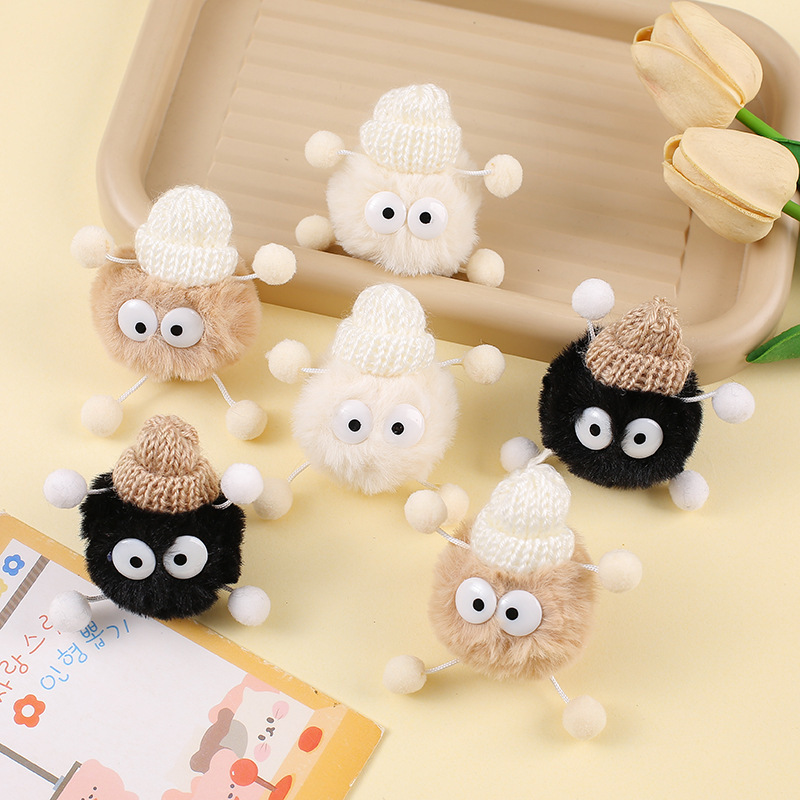 In-Stock Rex Rabbit Fur Small Coal Ball Handmade DIY Pendant Keychain Korean Version Clog Shoe Decoration Shoe Buckle Hot Sale