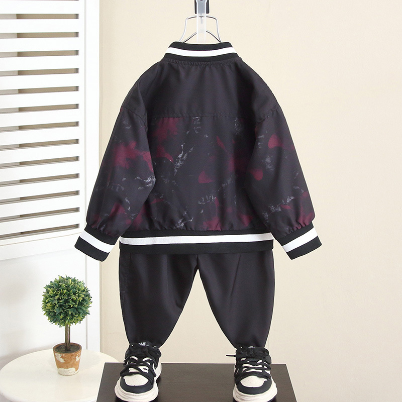 6058 Traje de otoño para niños 2024 Primavera y otoño Nuevo estilo de primavera y otoño Bebé guapo traje de béisbol callejero de dos piezas para niños