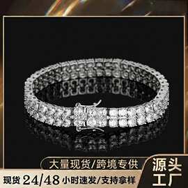 6mm 双层网球 手链项链 3.0双排铜镶锆石 嘻哈Tennis Chain Brace