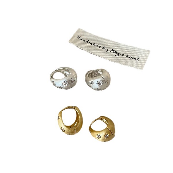 Matte sophisticated elegant fashionable earrings with zircon