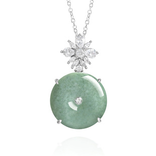 Natural Jadeite A-Grade Bean Green Small Safety Buckle Pendant S925 Silver Inlaid Ice Jade Pendant Necklace Women's Wholesale