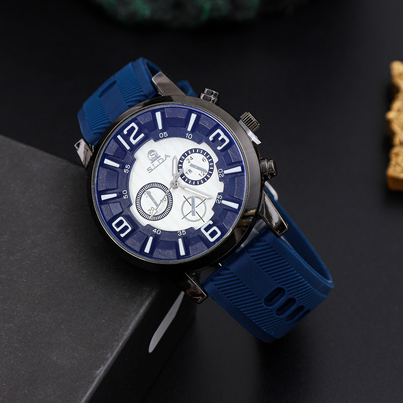 Cross-Border High-Looking Casual Men's Watches, Personalized Trendy Quartz Watches, Men's Fashionable and Versatile Silicone Band Watches