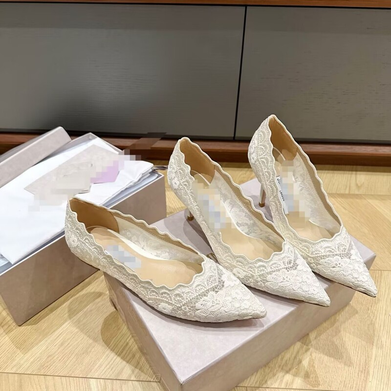 New Jimmy Lace Mesh Stiletto Pointed-Toe High Heels with Embroidery, Elegant Socialite Shoes, Wedding Shoes, High Heels New Jimmy Lace Mesh Stiletto Pointed-Toe High Heels with Embroidery, Elegant Socialite Shoes, Wedding Shoes, High Heels