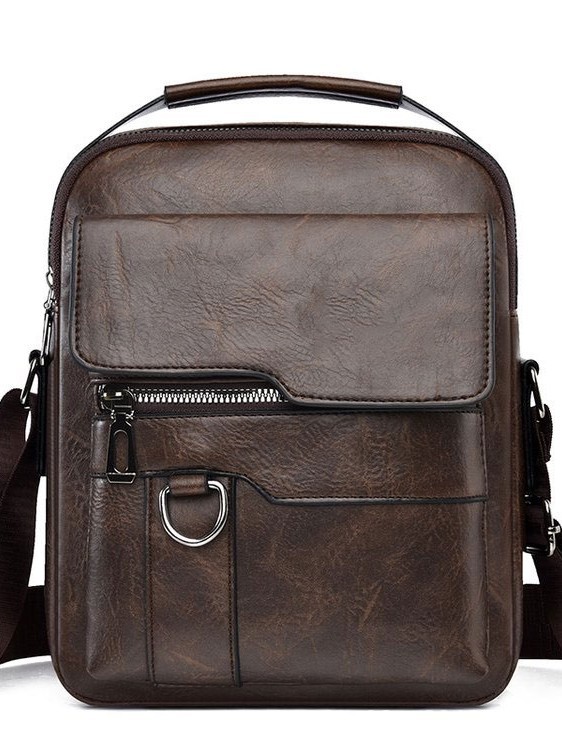 Bolso de hombro para hombres, bolso de moda vertical, bolso de ocio, bolso de cuero PU, bolso de mano, bolso de mano de gran capacidad para hombres, comercio exterior