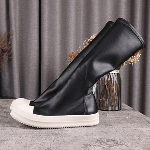 C701 Short Boots Men's Shoes Tang Yan Wangwen's Same Style Single Boots Ro Boots Women's Mid-Calf Boots Elastic Slim Goddess
