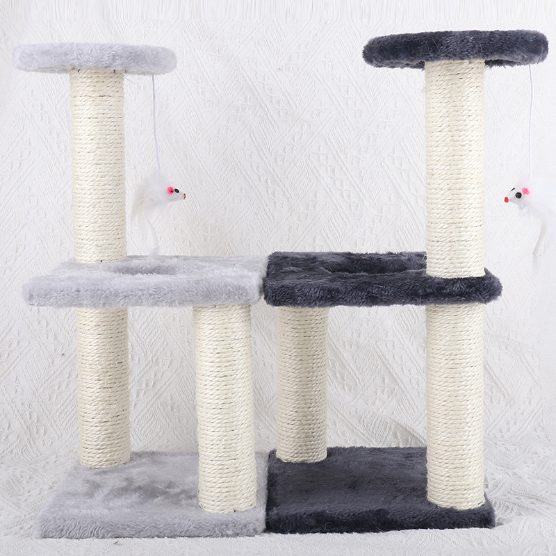 Fábrica en stock nuevo de tres columnas de tres capas sisal gato escalada Marco de molienda garra auto-Hola gato juguete gato escalada marco al por mayor