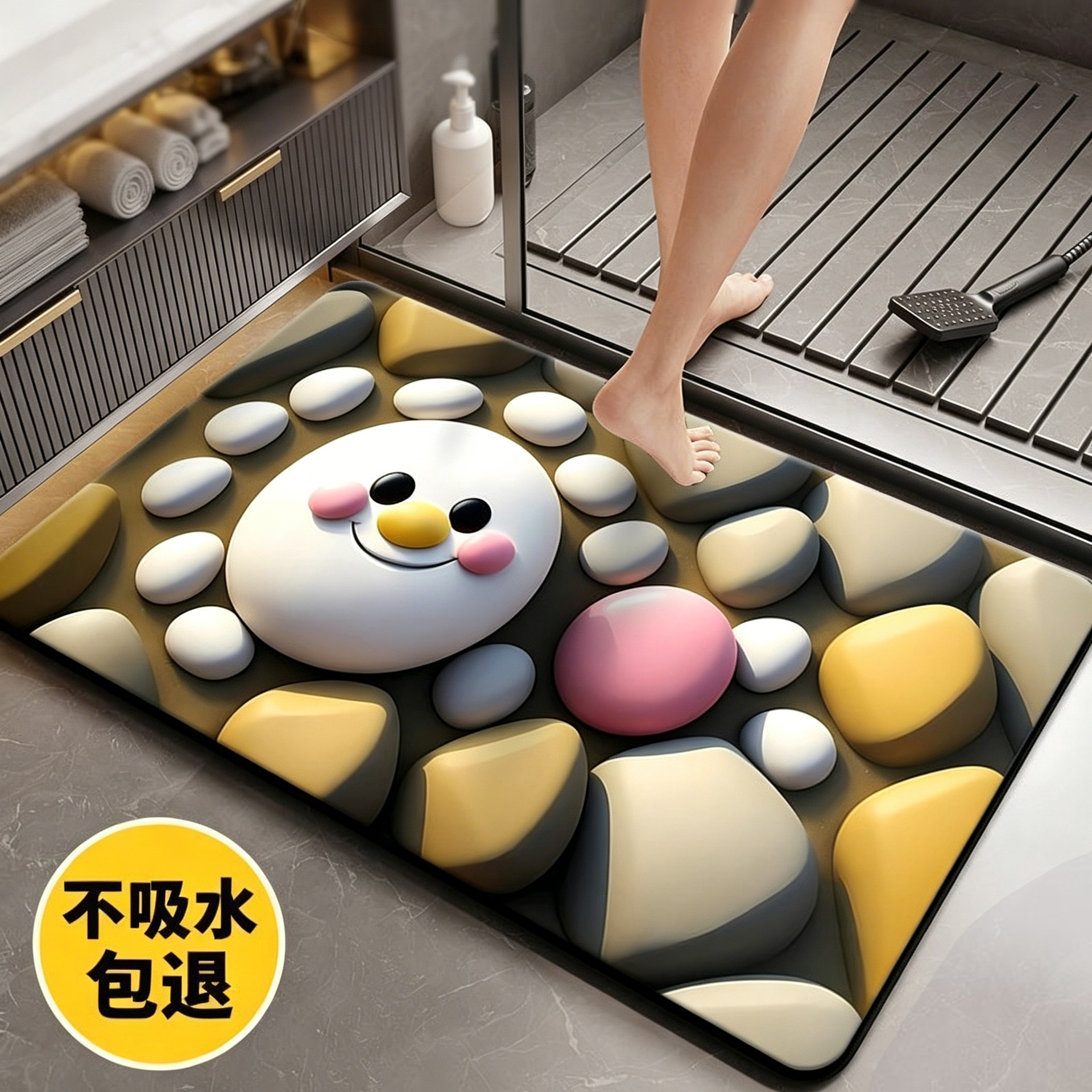 Alfombra de suelo de adoquines de diatomitas, almohadilla de pies absorbente de agua, almohadilla de pies antideslizante de baño resistente al desgaste image 11