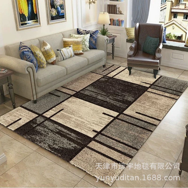 跨境北欧客厅大地毯轻奢地垫高级感茶几沙发地毯卧室床边毯可贴标