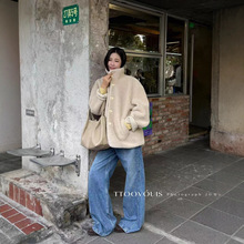TTOO VOUIS冬季新款2360皮草上衣冬保暖中长仿羊羔毛一体外套女