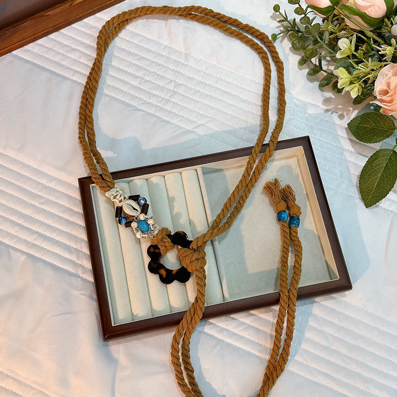 Cuerda de la cintura popular Bohemia tejida cuerda de cáñamo cadena de la cintura cinturón delgado vestido del todo-fósforo de las mujeres joyería transfronteriza al por mayor