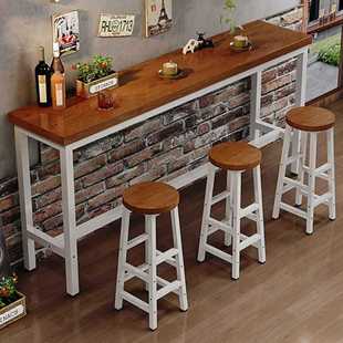 ✅ Bar Table Balcony Narrow Table Home High Table Wall Partition Milk Tea Shop Bar Simple Long Table and Chair Set