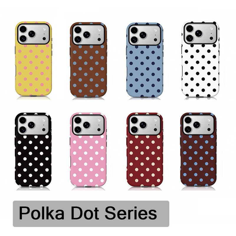 Fashionable Cross-Border Simple Polka Dot Suitable for Iphone17/15/13/11 Two-In-One Film Shell Protective Cover