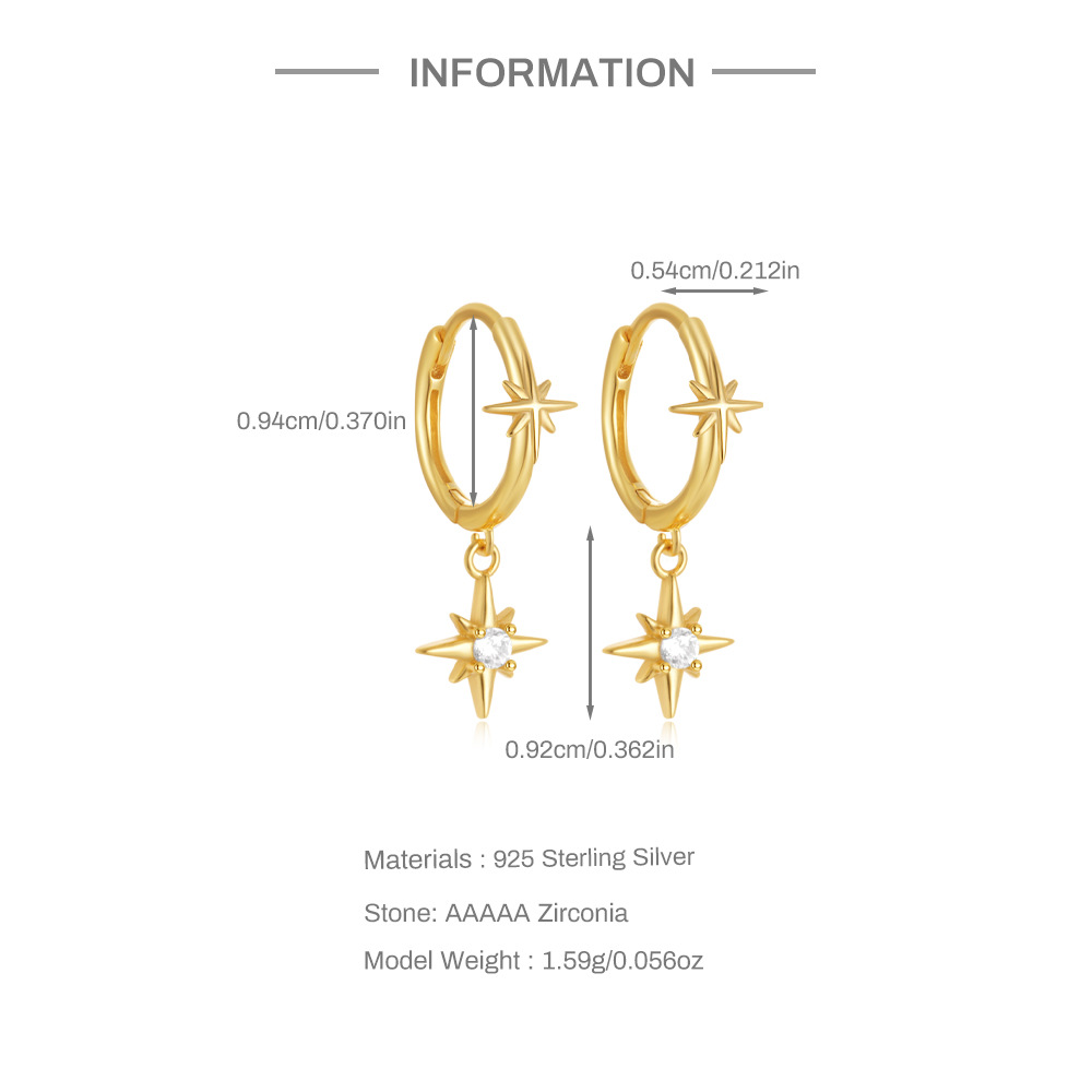 925 Sterling Silver Ear Needle Material 1 Pair 925 Sterling Silver Zircon 925 Sterling Silver Earrings Geometric Drop Earrings