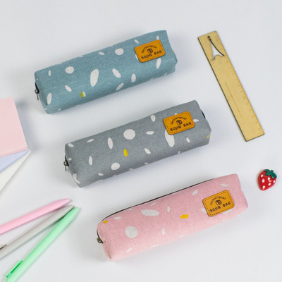 乐成彩新款韩版简约ins风大容量帆布初中小学生手提笔袋 帆布笔袋