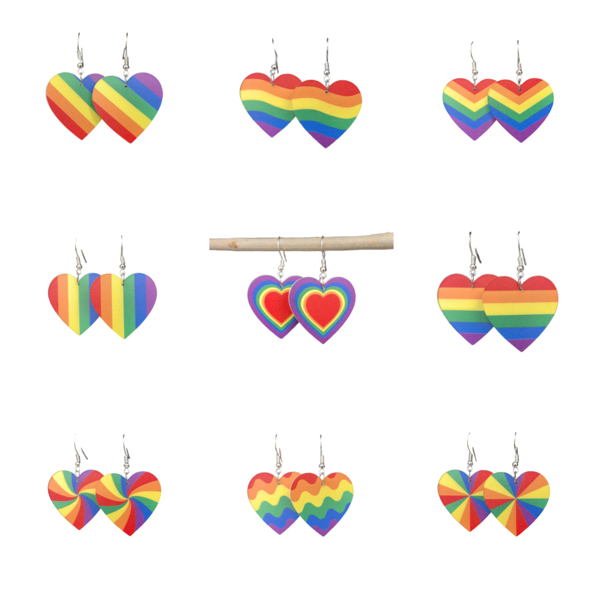 rainbow acrylic cute fashionable earrings for St. Valentine's Day…