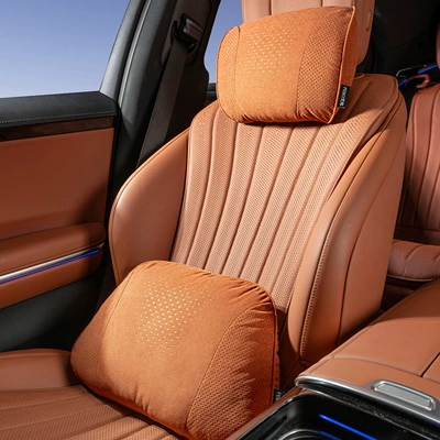 Headrest — Honda and General Car Pillows - s-style-suede-ideal-orange-headrest-lumbar-support-set