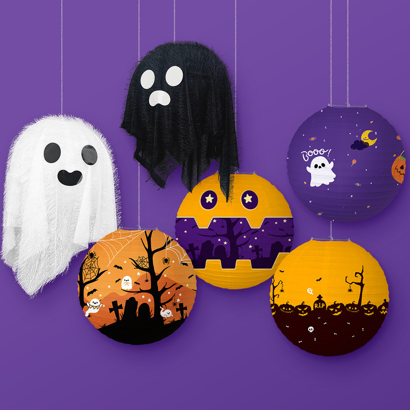 ハロウィーン提灯幽霊紙提灯diy装飾halloween鬼節パーティーテーマ雰囲気配置用品|undefined