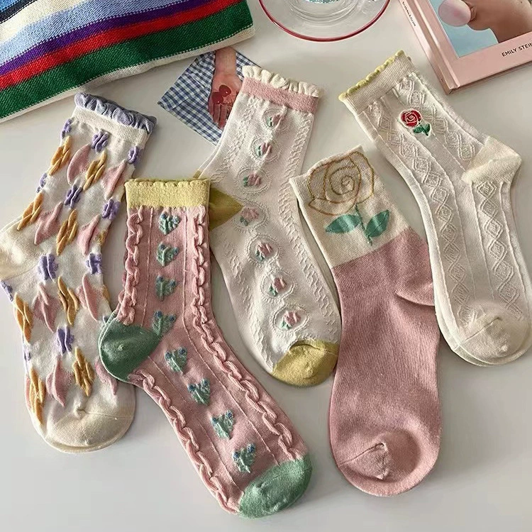 Three dimensional brand spring knee socks, internet celebrity, mid-length
