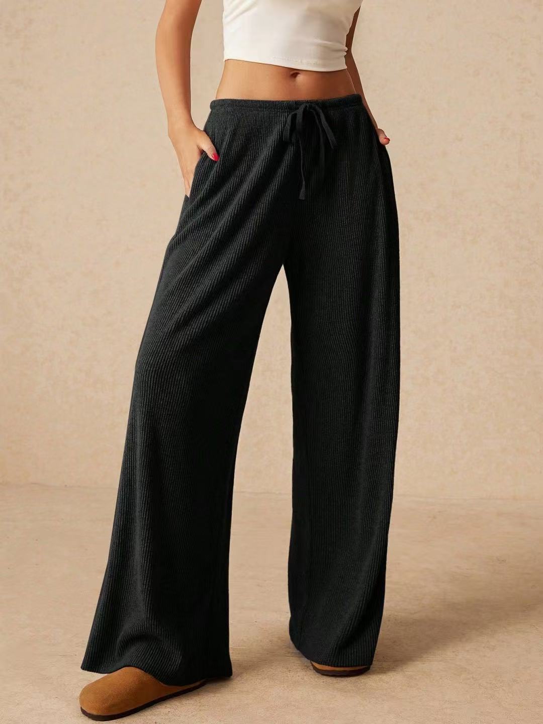 Women's Clothing Casual Loose Autumn And Winter Explosion Fashion Temperament Wide-leg Pants Trousers Elastic Waist Women_ecoleips.com
