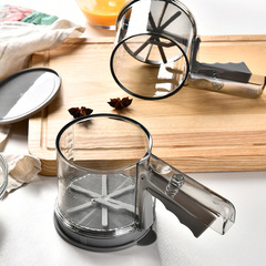 Handheld dual-layer flour sifter semi-automatic cup-style flour sifter plastic hand-operated flour filter powdered sugar sifter