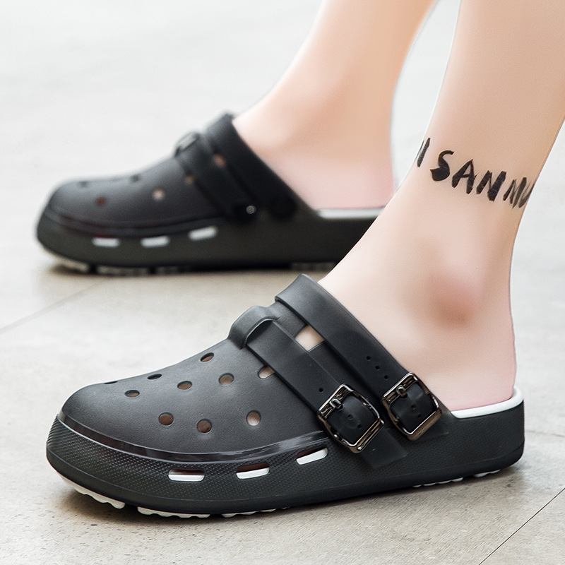 Sandalias de gelatina de comercio exterior transfronterizo zapatos con agujeros de playa antideslizantes de suela gruesa para uso exterior de los hombres