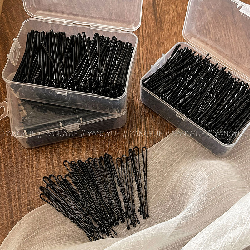 Basic black one-piece side fringe clip wave small steel U-shaped clip hair clip hair accessory