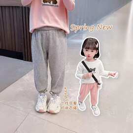 女童裤子2026春夏款宝宝洋气束脚裤韩系儿童装运动裤秋装甜萌卫裤