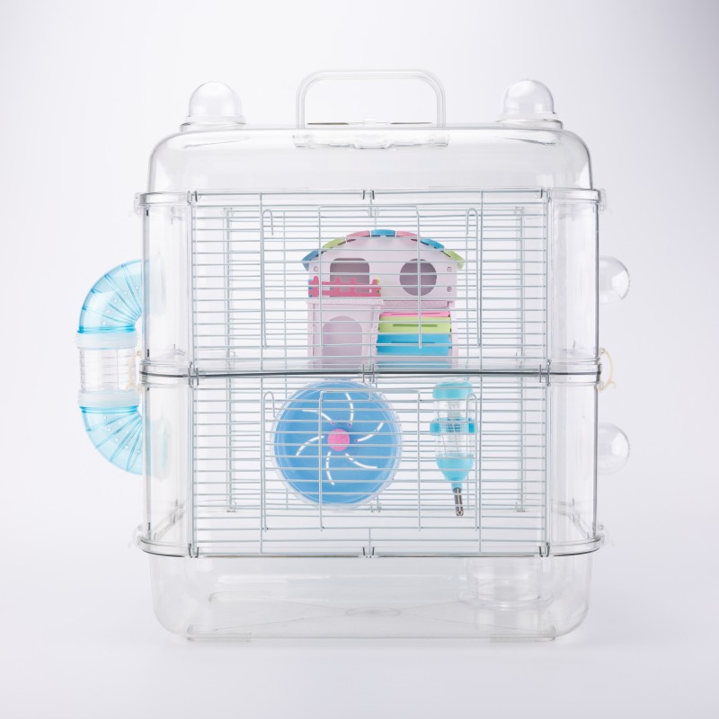 Jaula Multicapa para Hámster de Plástico PET, Diseño Transparente