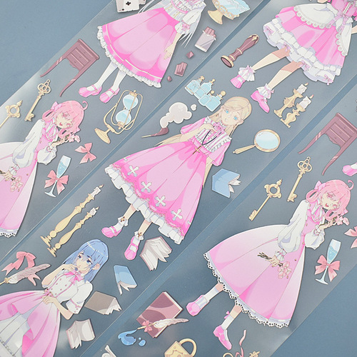 Handbook tape pet glossy crystal ink technology modern Guka character animation handbook special oil sticker