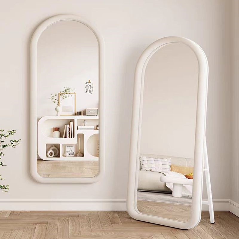 Espejo de vestir de cuerpo completo de niñas francés europeo espejo vertical tela de crema doméstica piso dormitorio espejo de prueba de vestir