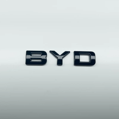 Car logo: blackened rear emblem, SEAL rear - glossy-black-no-disassembly-cover-small-byd-prefix-logo-closed-font-overseas-version-seal