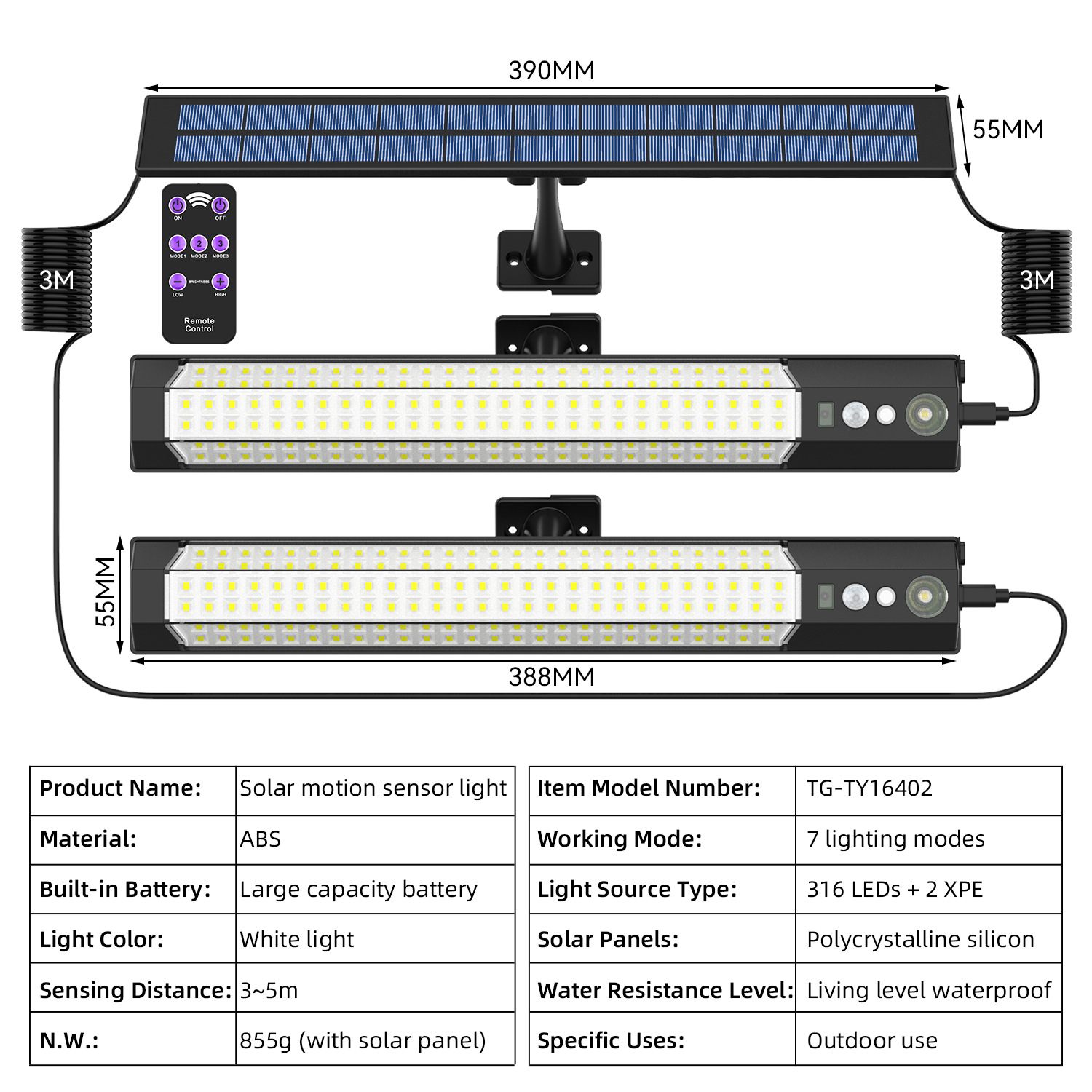 Nuevas luces solares transfronterizas, luces de paisaje de patio, luces de pared brillantes, luces de campamento de iluminación exterior