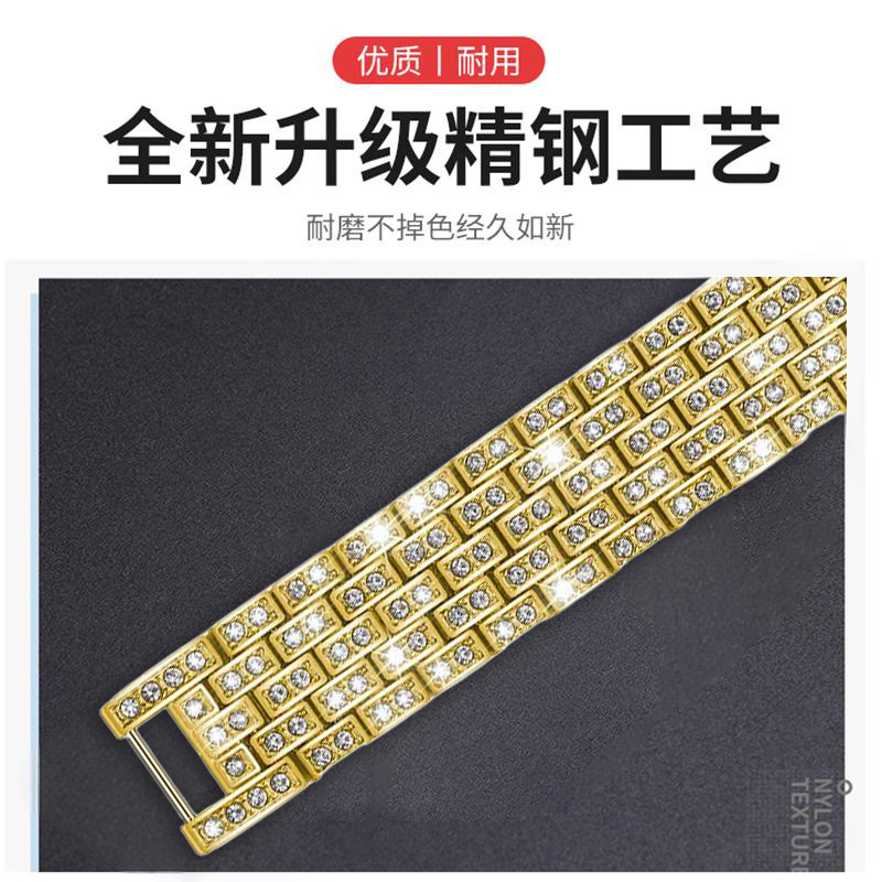 Cinco perlas de pulsera de metal de diamante 20 / 22mm para reloj de Huawei / Samsung de pulsera de metal de diamante