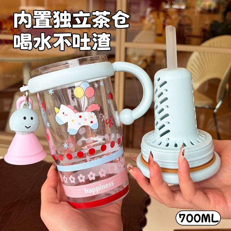 Nuevo tipo de gran capacidad de dibujos animados de plástico taza de hielo para niñas in oficina de paja de taza de hielo para estudiantes
