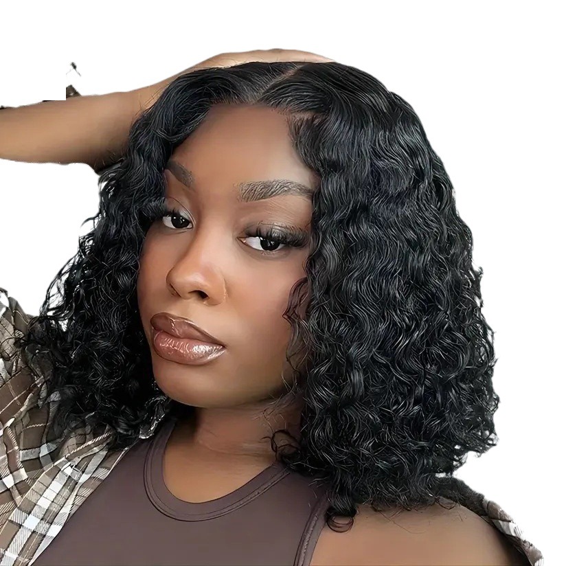 Amazon transfronterizo encaje delantero pequeño Pelo Rizado nuevo corto de las mujeres Pelo Rizado cabeza cubierta mullida moda natural cubierta de la cabeza completa