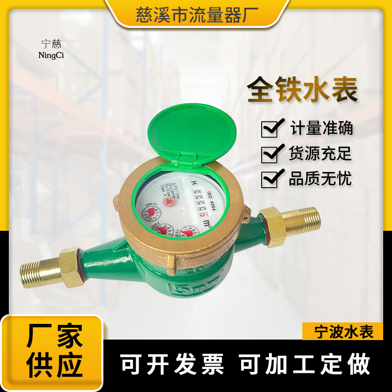厂家供应 DN15水表机械表 螺纹旋翼式4分全铁水表水冷水表