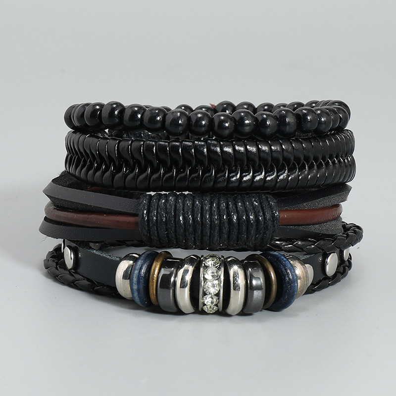 Fashion Geometric Pu Leather Wood Plating Unisex Bracelets 1 Set