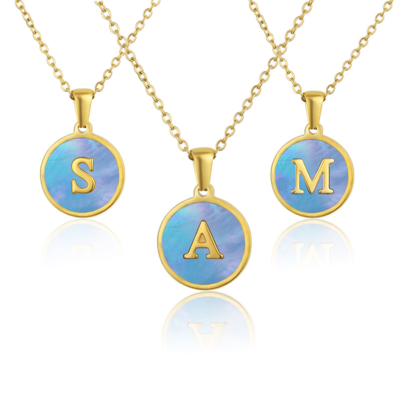 Titanium Steel 18K Gold Plated Simple Style Plating Inlaid Shell Letter Shell Necklace display picture 1