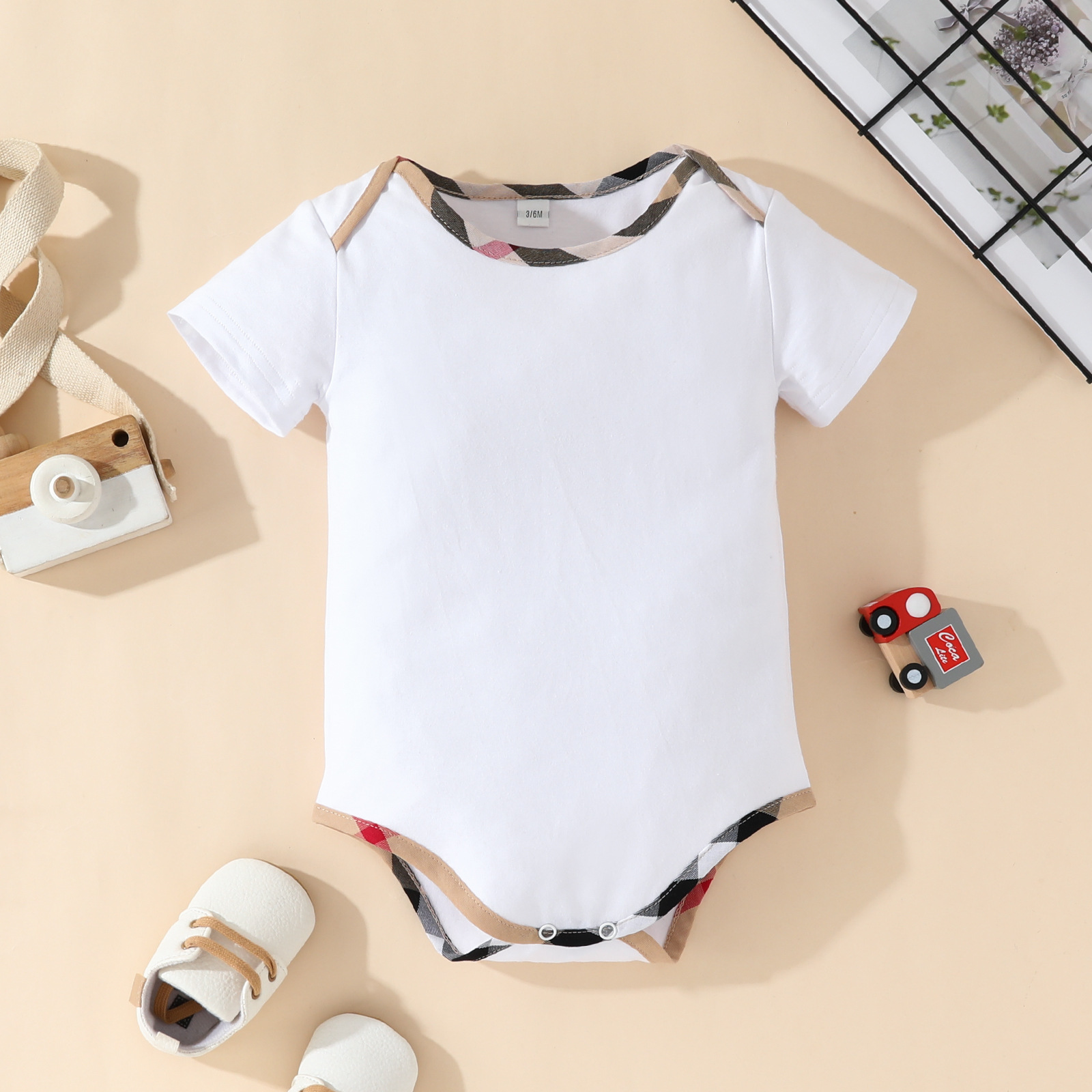 Baby jumpsuit thin women's baby triangle bag fart summer crawling clothing men's newborn hoodie two-piece set_voghion.com