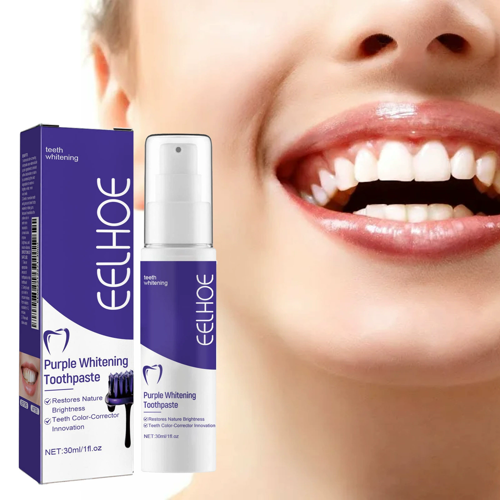 EELHOE Фиолетовая зубная паста Нежная чистка Уход за зубами Свежая и ароматная зубная паста для гигиены полости рта