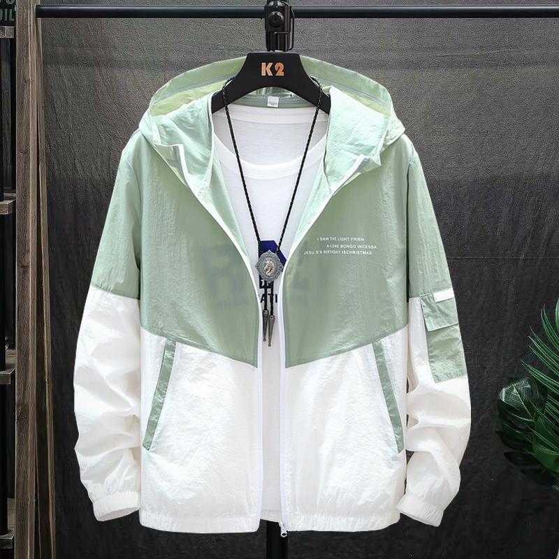 夏季防晒衣服男超薄透气潮流帅气皮肤衣外套工装尼克服连帽钓鱼服