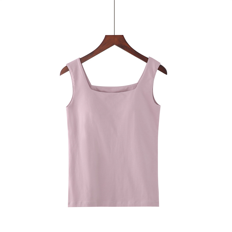 175g Weight Cotton, Spandex, Modal Fabric Type Long Top Length Vest Tops Type Vest Bra Style Holiday, Daily Occasion Square Neck Neckline Slim Fit Type Solid Color Pattern Summer, Spring Season Women's Gender Casual Style Wholesale Women's Casual Solid Color Tank Tops 18