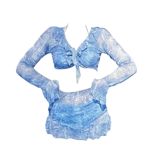 Bikini Set for Women - Sexy, Slimming, Pure Desire Long Sleeve Sunscreen Swimwear, 4-Piece