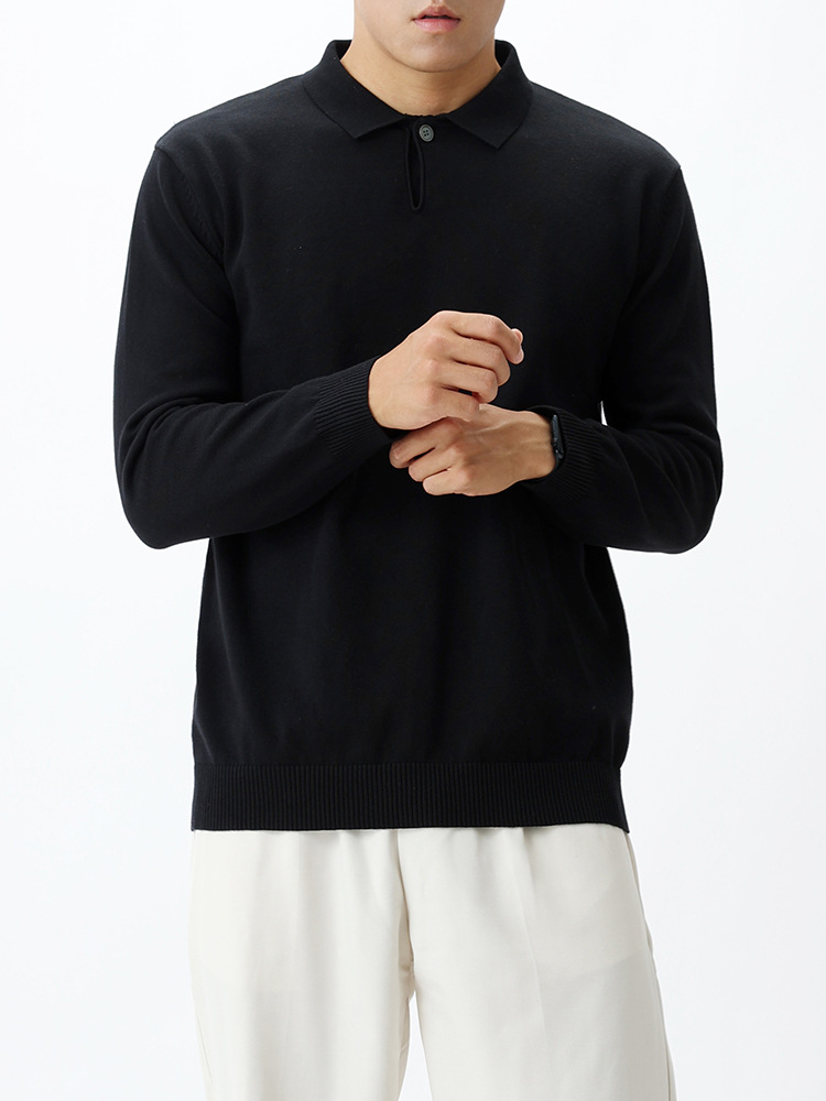 Old Qianfeng hombre polo de manga larga nuevo botón de una sola camisa de punto de invierno / otoño suéter de negocios casual